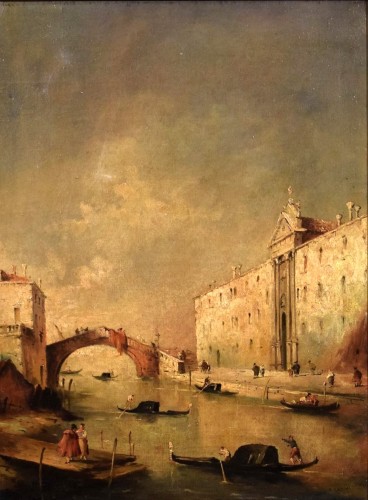 Venise, le Canal des Mendiants - école vénitienne du XIXe siècle